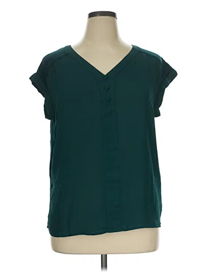 Pre-owned Fortune + Ivy Short Sleeve Blouse In Teal