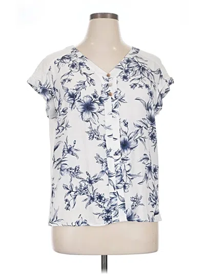 Pre-owned Fortune + Ivy Short Sleeve Blouse In White