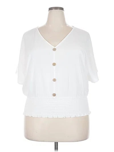 Pre-owned Fortune + Ivy Short Sleeve Blouse In White