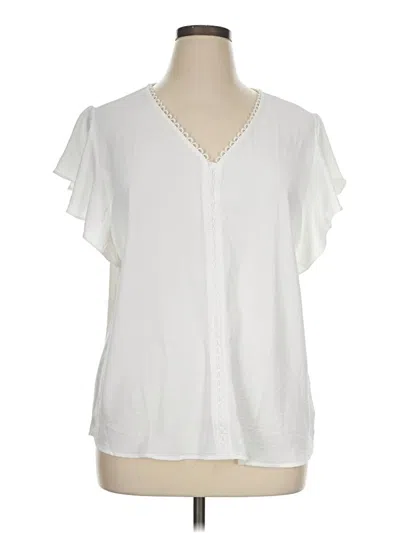 Pre-owned Fortune + Ivy Short Sleeve Blouse In White