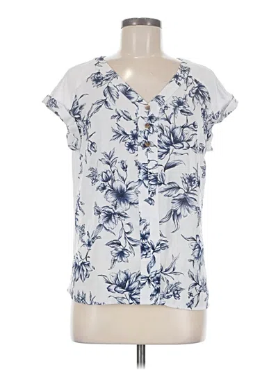 Pre-owned Fortune + Ivy Short Sleeve Blouse In White