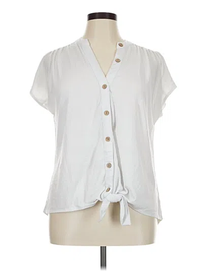 Pre-owned Fortune + Ivy Short Sleeve Henley Shirt In White