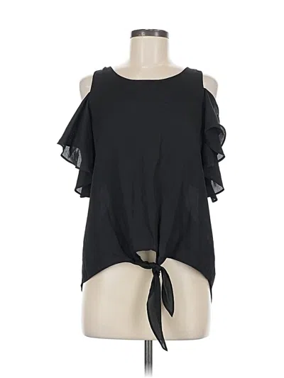Pre-owned Fortune + Ivy Short Sleeve Top Black Cold Shoulder Neckline Tops