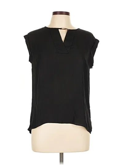 Pre-owned Fortune + Ivy Short Sleeve Top Black Keyhole Neckline Tops