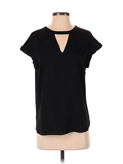 Pre-owned Fortune + Ivy Short Sleeve Top Black Keyhole Neckline Tops