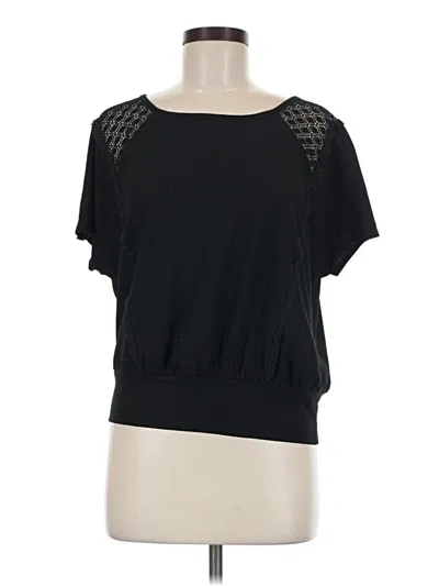 Pre-owned Fortune + Ivy Short Sleeve Top Black Square Neckline Tops