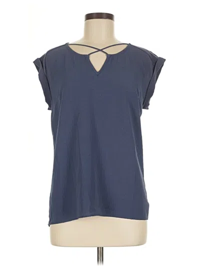 Pre-owned Fortune + Ivy Short Sleeve Top Blue Keyhole Neckline Tops