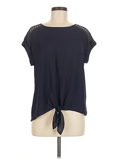 Pre-owned Fortune + Ivy Short Sleeve Top Blue Keyhole Neckline Tops