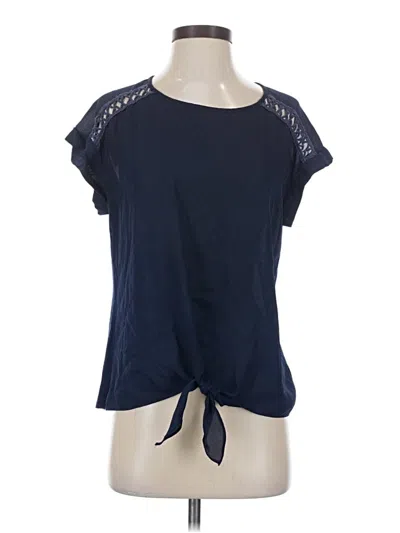 Pre-owned Fortune + Ivy Short Sleeve Top Blue Keyhole Neckline Tops