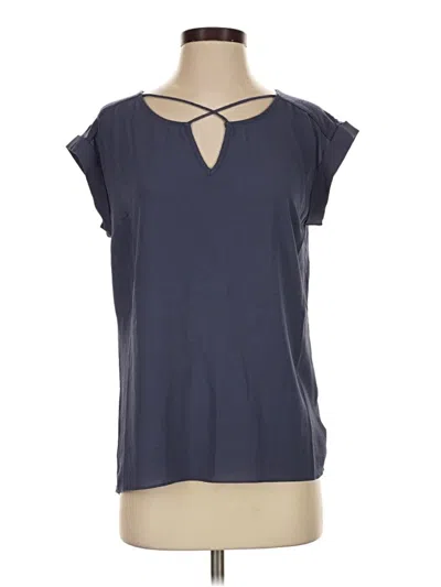 Pre-owned Fortune + Ivy Short Sleeve Top Blue Keyhole Neckline Tops