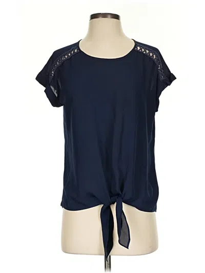 Pre-owned Fortune + Ivy Short Sleeve Top Blue Keyhole Neckline Tops