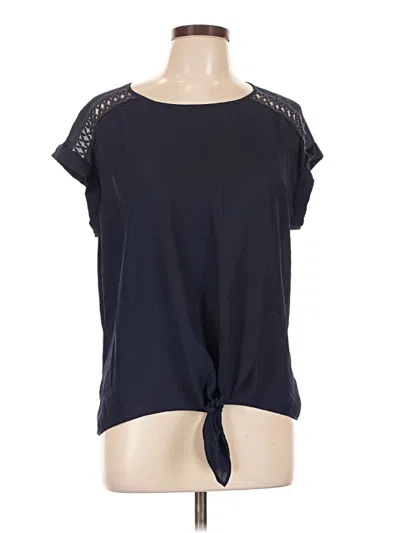 Pre-owned Fortune + Ivy Short Sleeve Top Blue Keyhole Neckline Tops