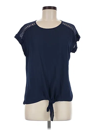 Pre-owned Fortune + Ivy Short Sleeve Top Blue Keyhole Neckline Tops