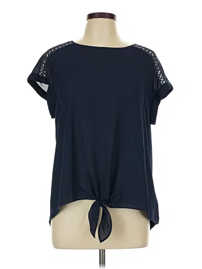 Pre-owned Fortune + Ivy Short Sleeve Top Blue Keyhole Neckline Tops