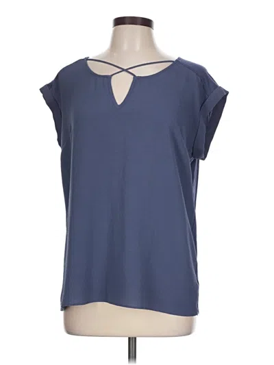 Pre-owned Fortune + Ivy Short Sleeve Top Blue Keyhole Neckline Tops