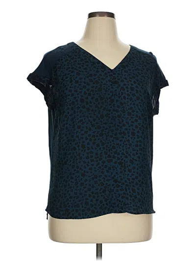 Pre-owned Fortune + Ivy Short Sleeve Top Blue V Neck Tops