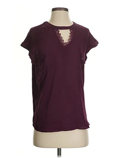 Pre-owned Fortune + Ivy Short Sleeve Top Burgundy Keyhole Neckline Tops