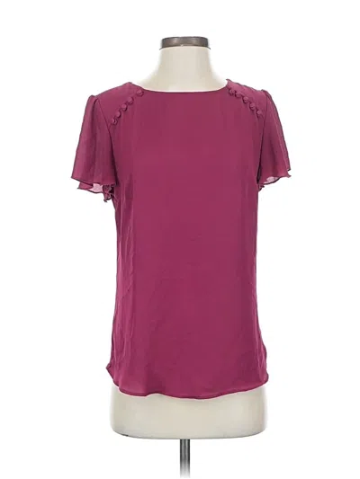 Pre-owned Fortune + Ivy Short Sleeve Top Burgundy Ruffles Neckline Tops