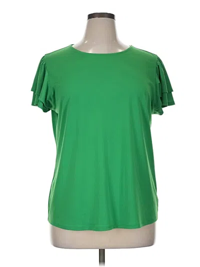 Pre-owned Fortune + Ivy Short Sleeve Top Green Cold Shoulder Neckline Tops