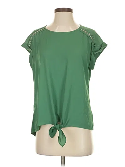 Pre-owned Fortune + Ivy Short Sleeve Top Green Keyhole Neckline Tops