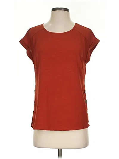 Pre-owned Fortune + Ivy Short Sleeve Top Orange Boatneck Tops