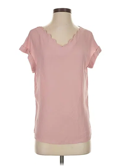 Pre-owned Fortune + Ivy Short Sleeve Top Pink Scoop Neck Tops
