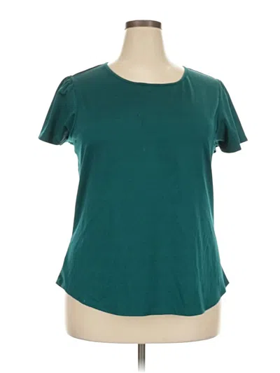 Pre-owned Fortune + Ivy Short Sleeve Top Teal Crew Neck Tops