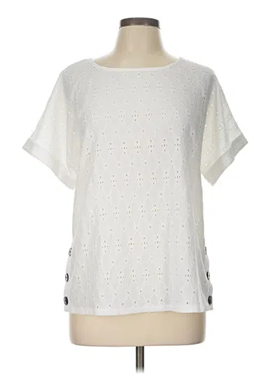 Pre-owned Fortune + Ivy Short Sleeve Top White Crew Neck Tops
