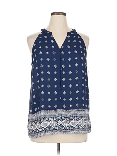 Pre-owned Fortune + Ivy Sleeveless Blouse In Blue