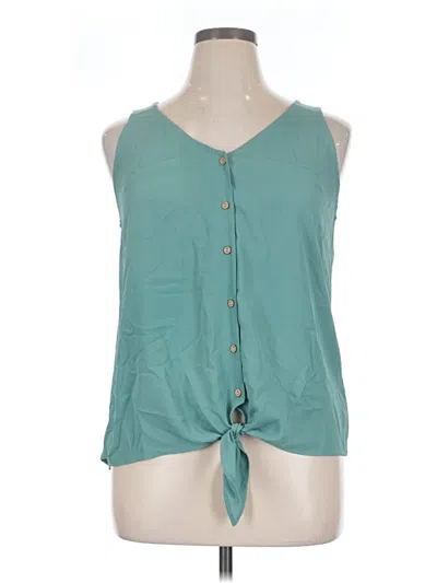 Pre-owned Fortune + Ivy Sleeveless Blouse In Teal