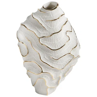 Pre-owned Fos Ceramiche Fossilia Gold Vase In Gray