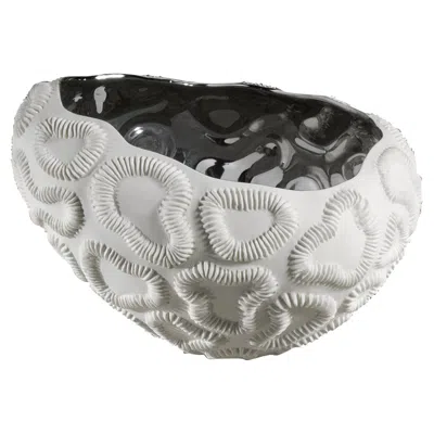 Pre-owned Fos Ceramiche Fossilia Oval Platinum Bowl In Gray