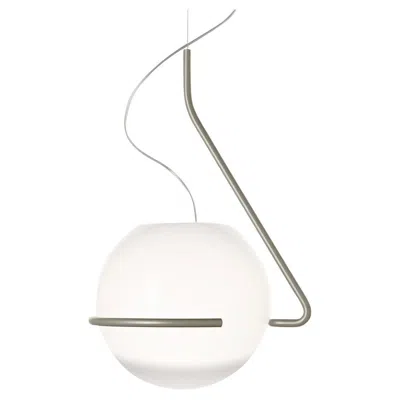 Pre-owned Foscarini Laviani ‘tonda' Handblown Glass Pendant In Titanium For  In Transparent
