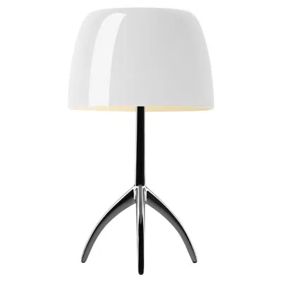 Pre-owned Foscarini Lumiere Small Table Lamp In White And Black Chrome By Rodolfo Dordoni