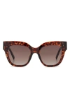 Fossil 51mm Gradient Cat Eye Sunglasses In Brown
