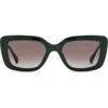 Fossil 52mm Gradient Rectangular Sunglasses In Green