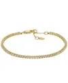 Fossil All Stacked Up Gold-tone Brass Tennis Chain Bracelet In Gold
