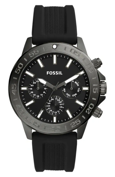 Fossil Bannon Silicone Strap Watch, 45mm In Gunmetal