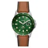Fossil Blue Dive Tan Litehide Leather Mens Watch In Brown
