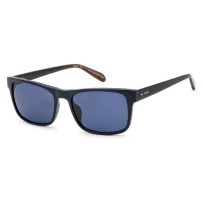 Fossil Blue Rectangular Men's Sunglasses Fos 2124/g/s 0pjp/ku 56
