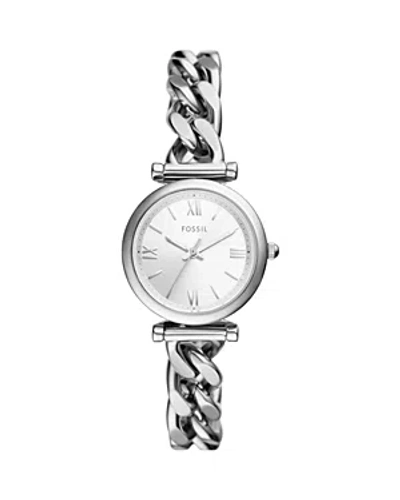 Fossil Women's Carlie Three-hand Silver-tone Stainless Steel Watch 28mm