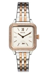 Fossil Colleen Crystal Embellished Two-tone Bracelet Watch, 28mm In Two Tone