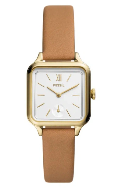 Fossil Colleen Leather Strap Watch, 28mm In Gold