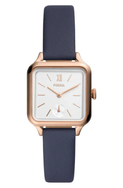 Fossil Colleen Leather Strap Watch, 28mm In Rose Gold