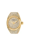 Fossil Women's Watch Ring Three-hand Gold-tone Stainless Steel Watch, 15mm In Gold/pave