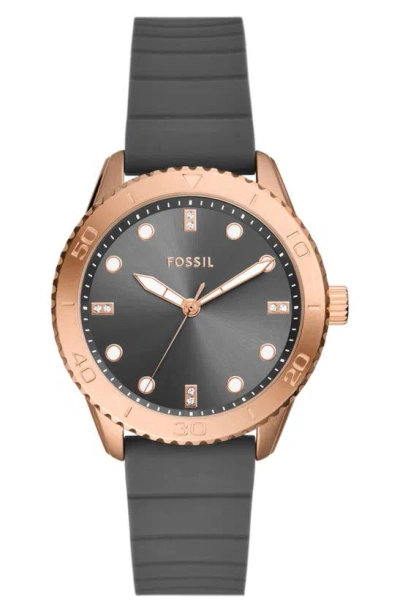 Fossil Dayle Leather Strap Watch, 30mm In Rose Gold
