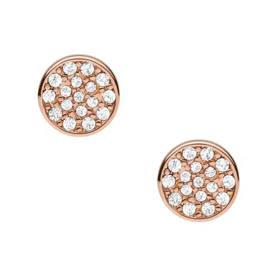 Fossil Earring Women's Rose Gold Brass Stud Earring In Multi