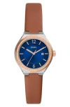 Fossil Eevie Three-hand Leather Strap Watch, 30mm