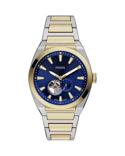 FOSSIL EVERETT AUTOMATIC TWO-TONE STAINLESS STEEL WATCH, 42MM
