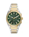 Fossil Everett Chronograph, 44mm In Green/two Tone